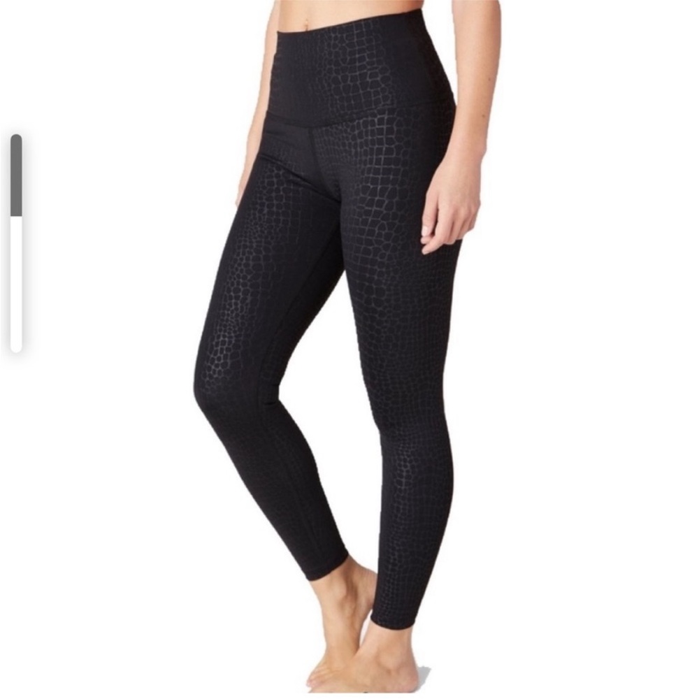 Beyond Yoga Black Croc Embossed High Rise Leggings